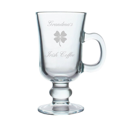 Personalised Irish Coffee Cup Clover Design