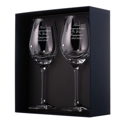 Personalised Wine Glass Set With Swarovski Elements