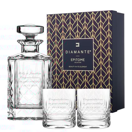 Personalised Mayfair Whiskey Decanter Set And 2 Glasses