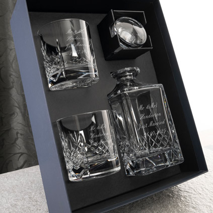 Personalised Mayfair Whiskey Decanter Set And 2 Glasses