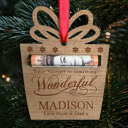 Personalised Money Holder Christmas Tree Decoration