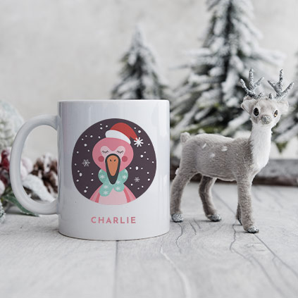 Personalised Flamingo Christmas Mug