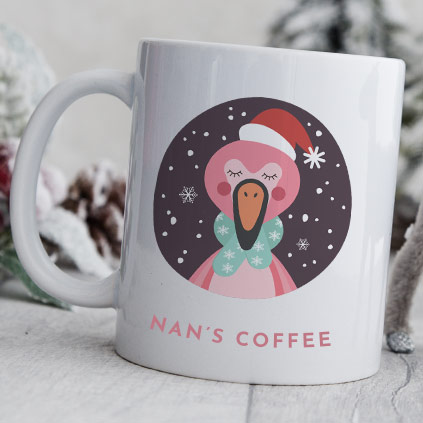 Personalised Flamingo Christmas Mug