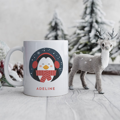 Personalised Penguin Christmas Mug