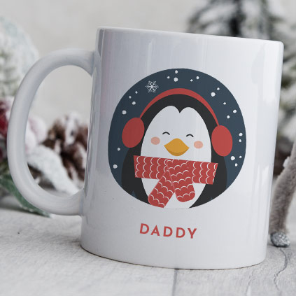 Personalised Penguin Christmas Mug