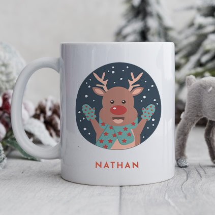 Personalised Reindeer Christmas Mug