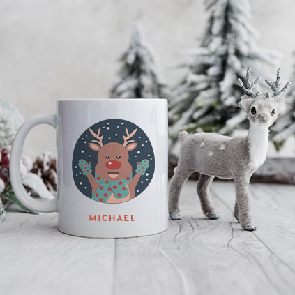 Personalised Reindeer Christmas Mug