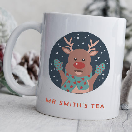 Personalised Reindeer Christmas Mug