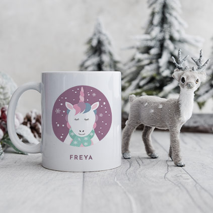 Personalised Unicorn Christmas Mug
