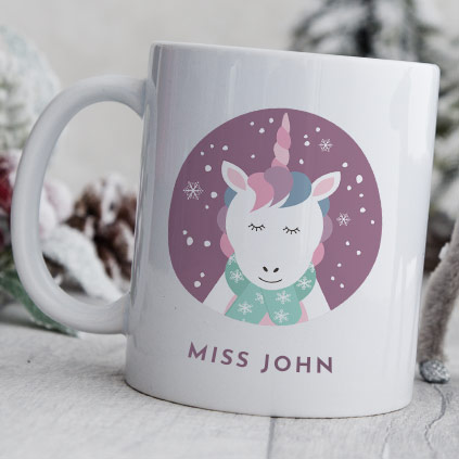 Personalised Unicorn Christmas Mug