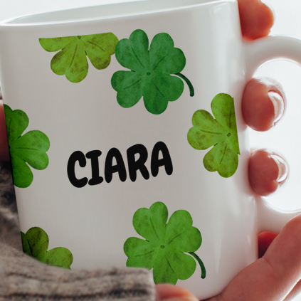 Personalised Lucky Four Leaf Clover Mug For St Patricks Day