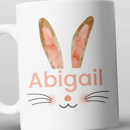 Personalised Pink Bunny Ears Name Mug