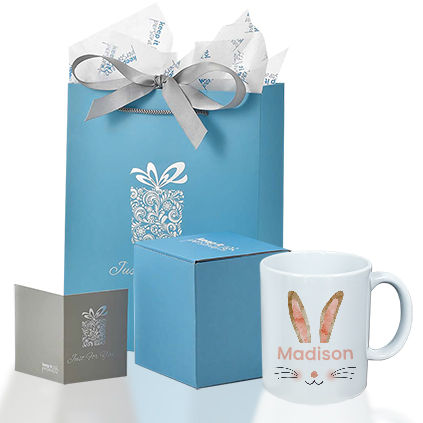 Personalised Pink Bunny Ears Name Mug