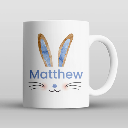 Personalised Any Name Blue Rabbit Ears Mug