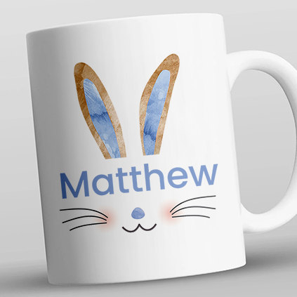 Personalised Any Name Blue Rabbit Ears Mug