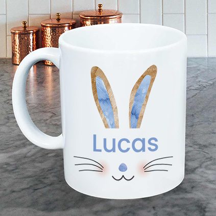 Personalised Any Name Blue Rabbit Ears Mug