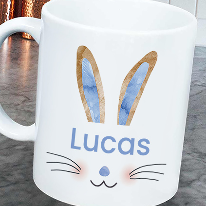 Personalised Any Name Blue Rabbit Ears Mug