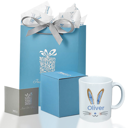 Personalised Any Name Blue Rabbit Ears Mug