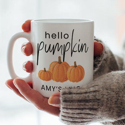 Personalised Hello Pumpkin Mug