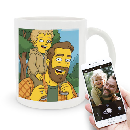 Personalised Yellow Cartoon Photo Mug With Message