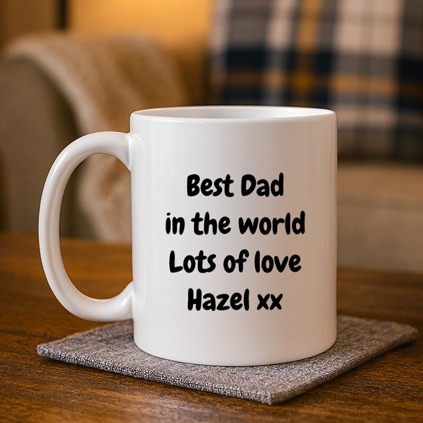 Personalised Yellow Cartoon Photo Mug With Message