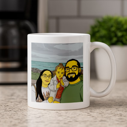 Personalised Yellow Cartoon Photo Mug With Message