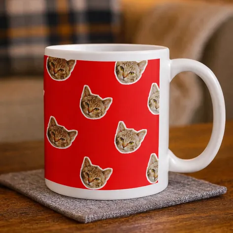 Personalised Pet Face Photo Mug Choose Colour