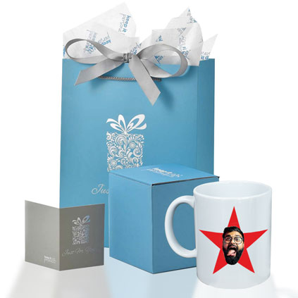 Personalised Face Star Mug Choose Colour