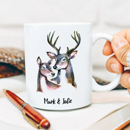 Personalised Stag And Doe Mug For Couples