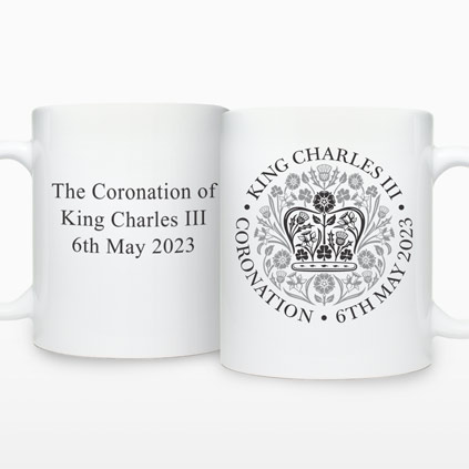 Personalised King Charles III Coronation Mug 2023 - Black Emblem