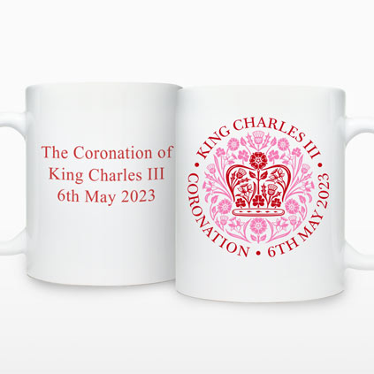 Personalised King Charles III Coronation Mug 2023 - Red Emblem