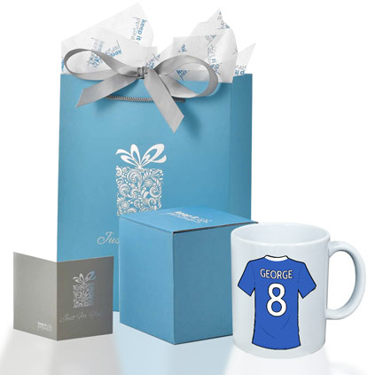 Personalised London Blue Football Shirt Mug