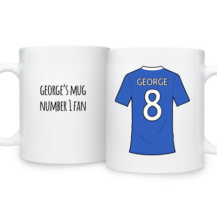 Personalised London Blue Football Shirt Mug
