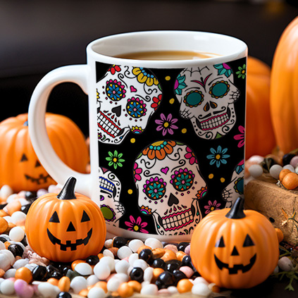 Personalised Black Sugar Skull Mug