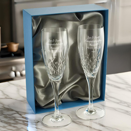 Mayfair 24% Lead Crystal Engraved Champagne Glasses