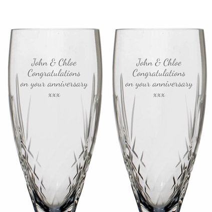 Mayfair 24% Lead Crystal Engraved Champagne Glasses