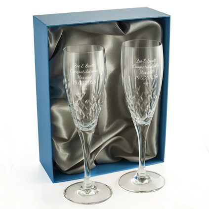 Mayfair 24% Lead Crystal Engraved Champagne Glasses