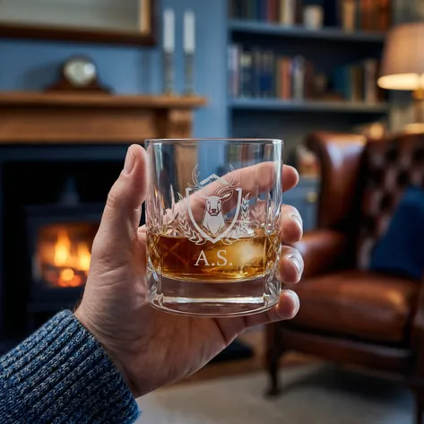 Personalised Stag Crystal Whisky Glass