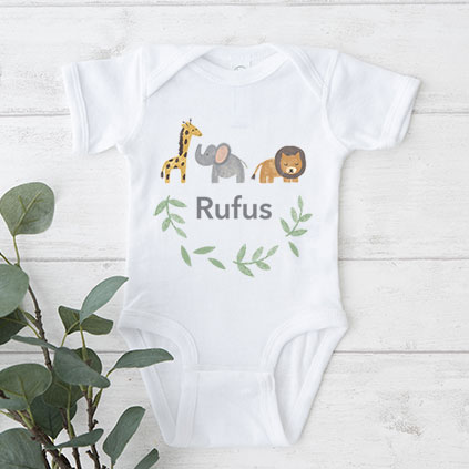 Personalised Jungle Animal Baby Grow