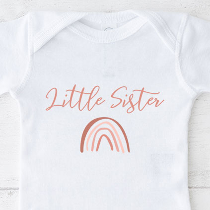 Personalised Little Sister Rainbow Baby Bodysuit