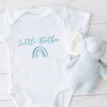 Personalised Little Brother Rainbow Baby Bodysuit