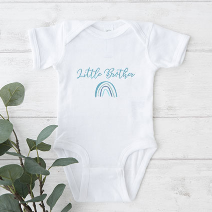 Personalised Little Brother Rainbow Baby Bodysuit
