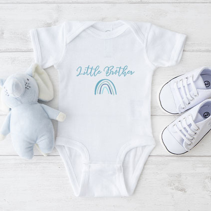 Personalised Little Brother Rainbow Baby Bodysuit