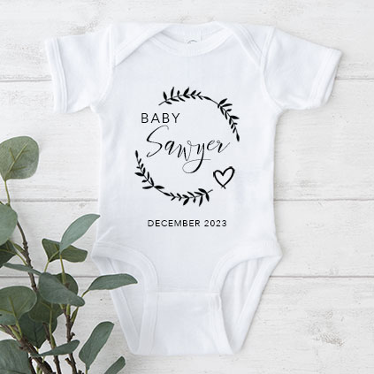 Personalised Heart Wreath Babygrow