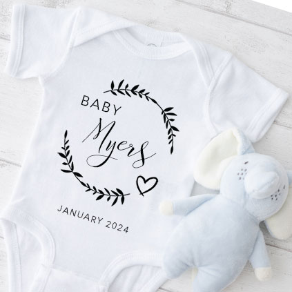Personalised Heart Wreath Babygrow