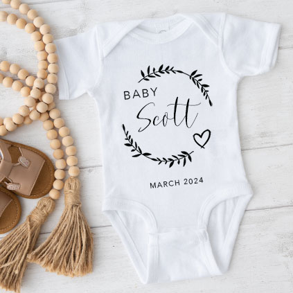 Personalised Heart Wreath Babygrow