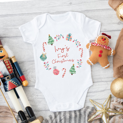 Personalised First Christmas Baby Grow