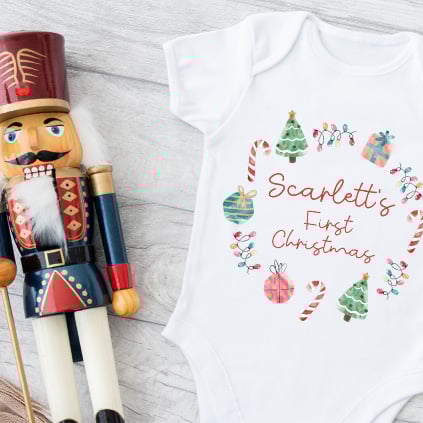 Personalised First Christmas Baby Grow