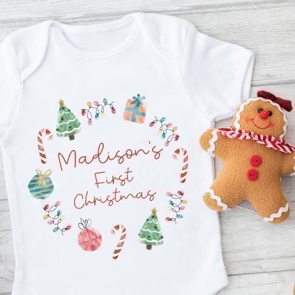 Personalised First Christmas Baby Grow