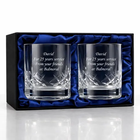 Personalised Cut Crystal Whiskey Tumbler Set